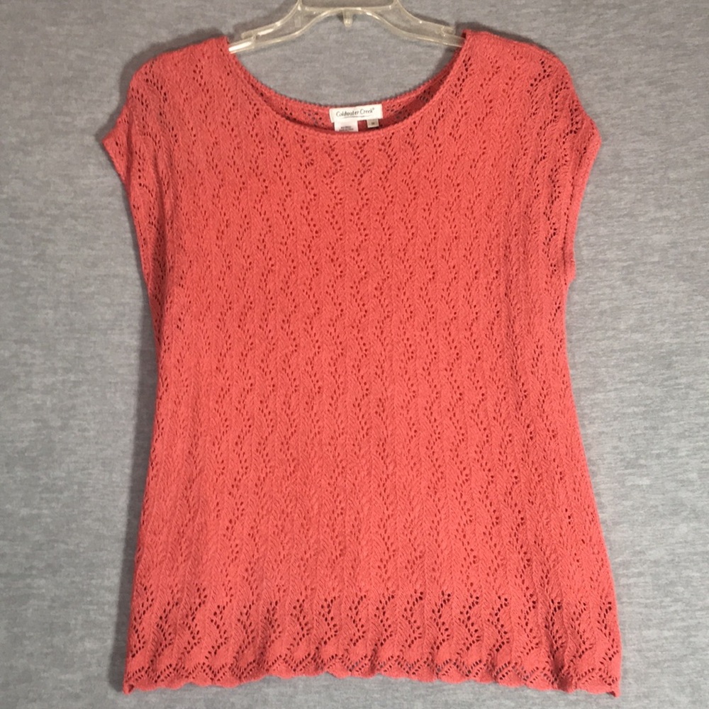 COLDWATER CREEK Crochet Lace Top with Full Tank Top UnderDeep Peach Color